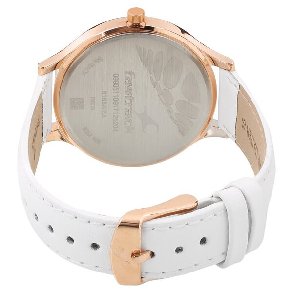 Fastrack Loopholes Quartz Analog with Date Off White Dial Leather Strap Watch for Girls - image number 3