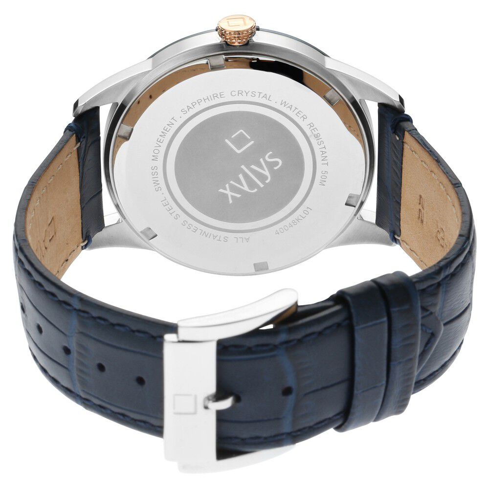 Xylys Swiss Analog with Date Blue Leather Strap and Dial Watch For Men