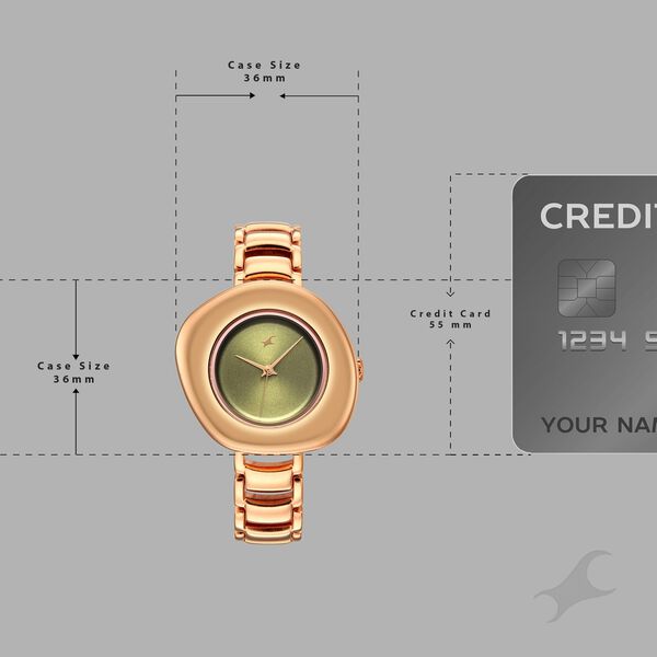 Fastrack Analog Green Dial Women's Watch with Rose Gold Metal Bracelet - image number 3