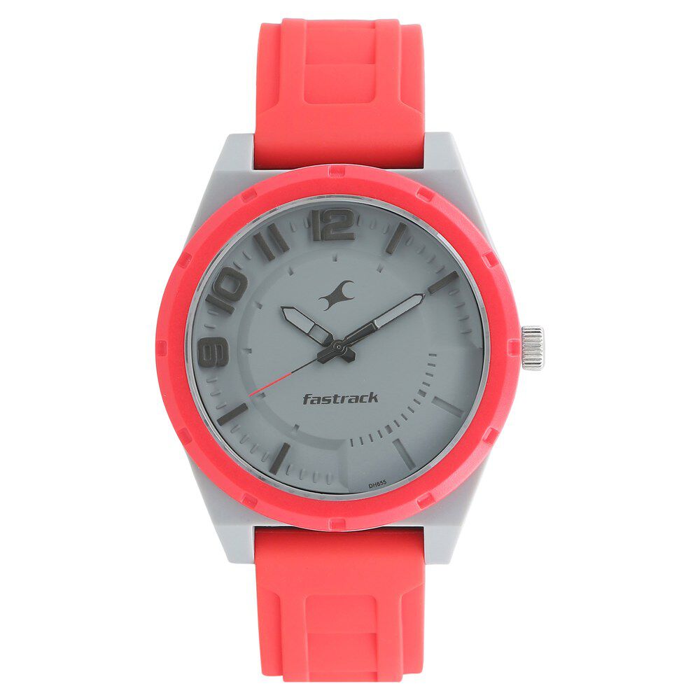 Buy Online Fastrack Trendies Quartz Analog Grey Dial Silicone Strap Watch for Guys 38040pp04 Fastrack