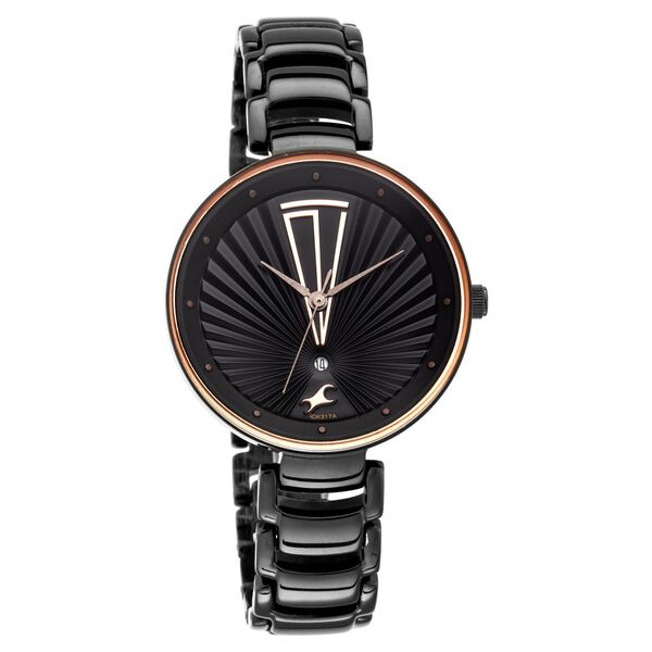 Fastrack Ruffles Quartz Analog with Date Black Dial Stainless Steel Strap Watch for Girls - image number 1
