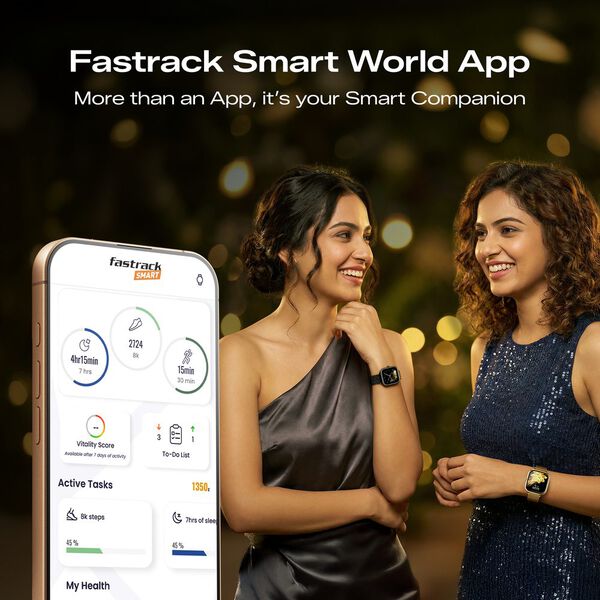 Fastrack Noir Rizz Women Smartwatch with 1.72" inch HD Display, Womens Health, Functional Crown, BT Calling, SpO2, Additional Silicone Strap - image number 6