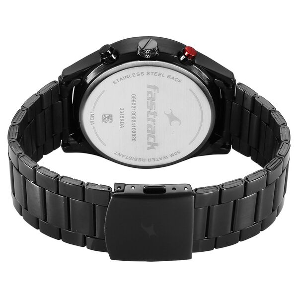 Fastrack Opulence Sun Moon Chronograph Black Dial Black Metal Strap Analog Quartz Watch For Guys - image number 5