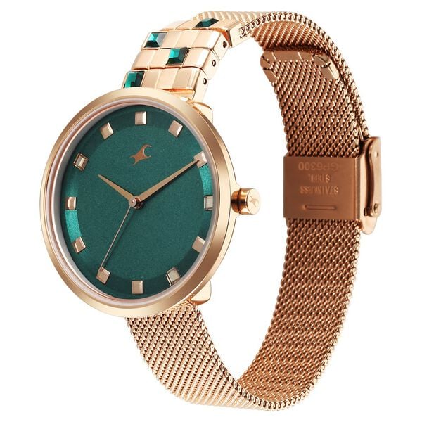 Fastrack Fleek Quartz Analog Green Dial Stainless Steel Strap Watch for Girls - image number 2