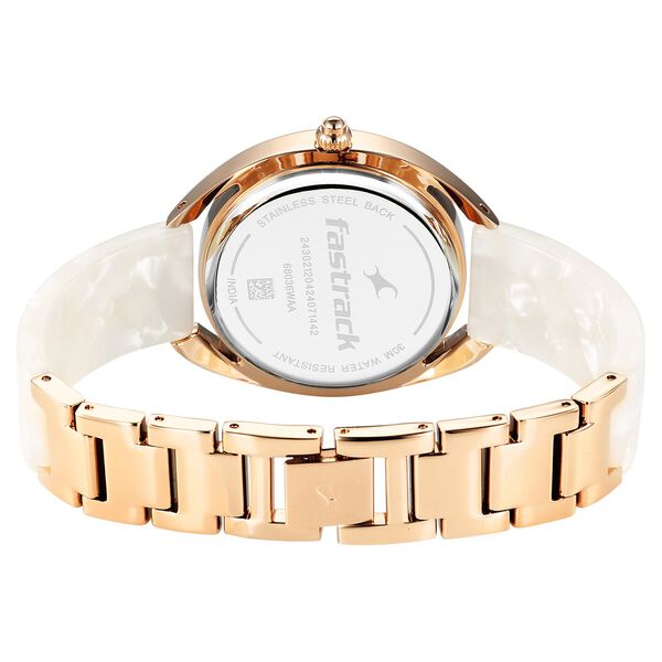 Fastrack Younique Quartz Analog Mother Of Pearl Dial Acetate And Metal Strap Watch For Girls - image number 5