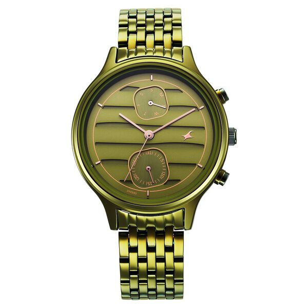 Fastrack Style Up Green Dial Stainless Steel Strap Watch for Girls - image number 2
