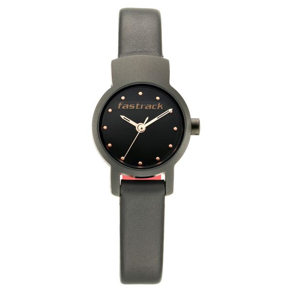 Fastrack Hitlist Quartz Analog with Date Black Dial Leather Strap Watch for Girls - image number 1