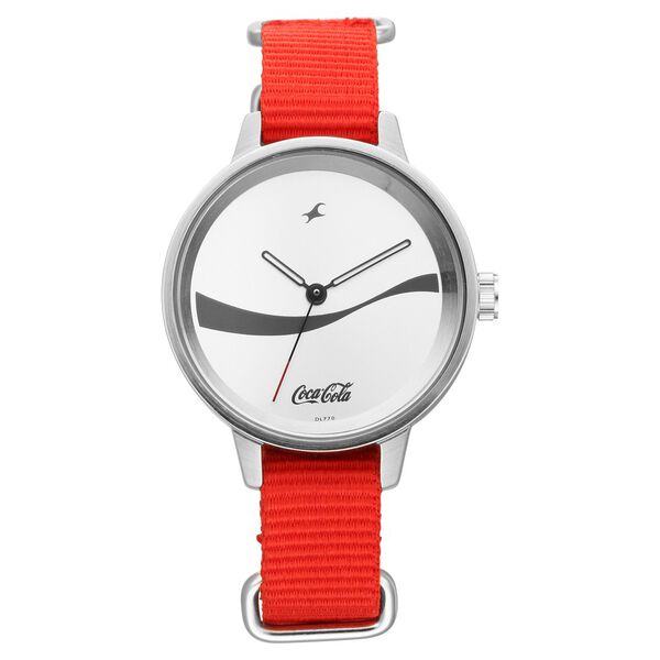 Fastrack Coca Cola Edition By Fastrack Quartz Analog Silver Dial Nylon Strap Watch for Girls - image number 2