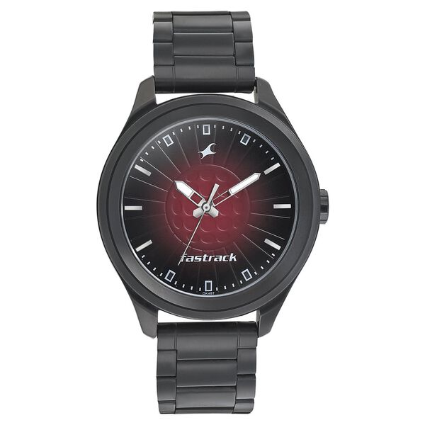 Fastrack Sunburn Quartz Analog Black Dial Stainless Steel Strap Watch for Guys - image number 1