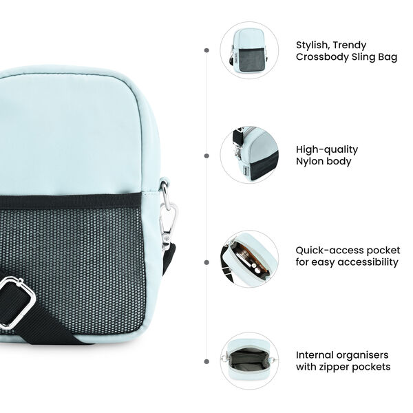 Fastrack Silver Grey Crossbody Sling Bag for Girls - image number 8