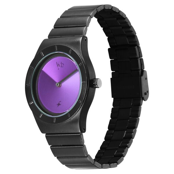 Vyb Arcane By Fastrack Quartz Analog Purple Dial Black Stainless Steel Strap Watch For Guys - image number 2
