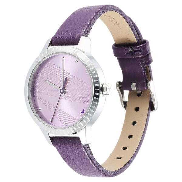 Fastrack Stunners Quartz Analog Purple Dial Leather Strap Watch for Girls - image number 3
