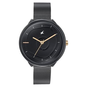 Fastrack Stunners Quartz Multifunction Black Dial Stainless Steel Strap Watch for Girls