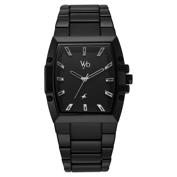 Vyb Pioneer By Fastrack Quartz Analog Black Dial Metal Strap Watch For Guys - image number 2