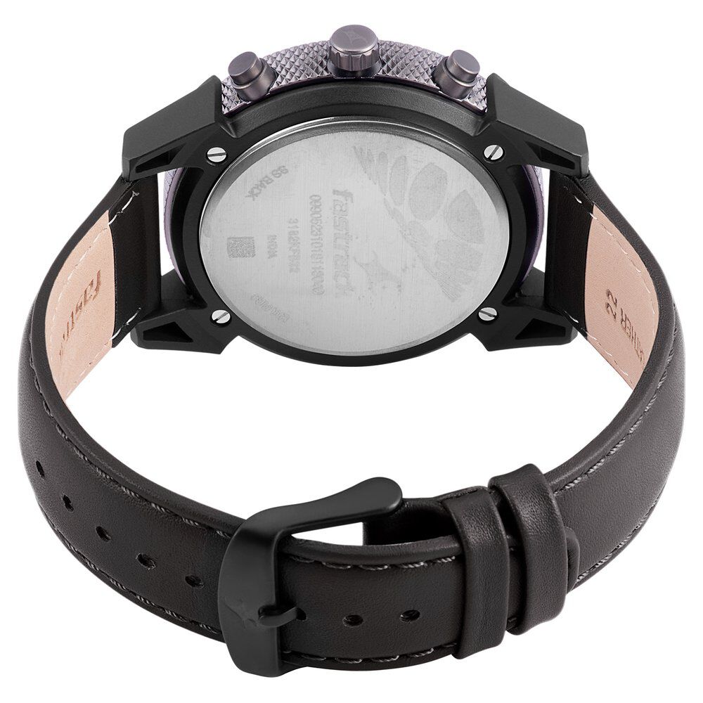 Fastrack Modular Quartz Analog Anthracite Dial Leather Strap Watch for Guys
