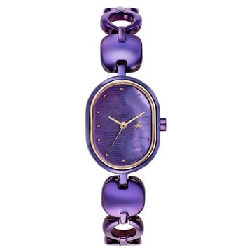 Fastrack Style Up Quartz Analog Purple Mother Of Pearl Dial Purple Metal Strap Watch For Girls