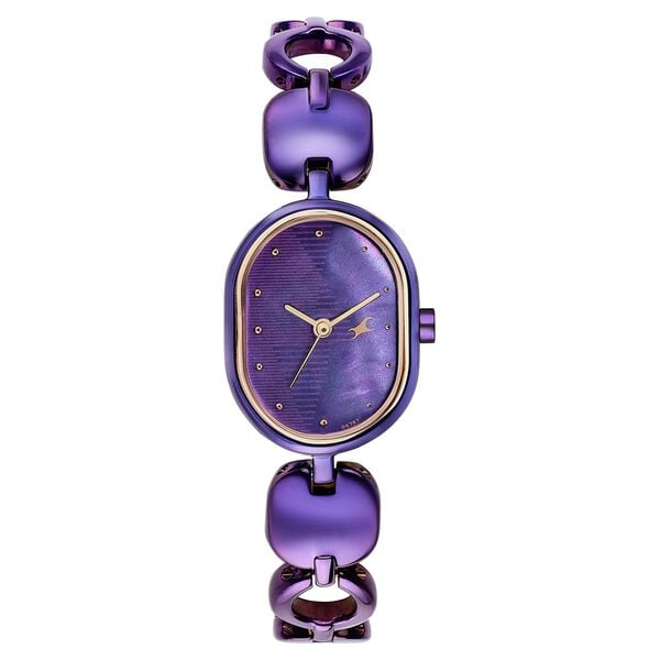 Fastrack Style Up Quartz Analog Purple Mother Of Pearl Dial Purple Metal Strap Watch For Girls - image number 0