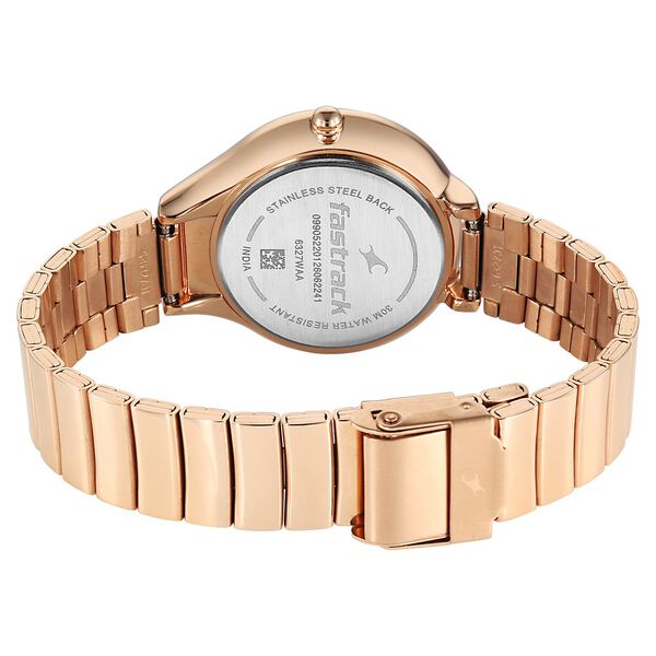 Fastrack Gelato rosegold multifunction metal strap watch with Caramel dial for Girls - image number 5