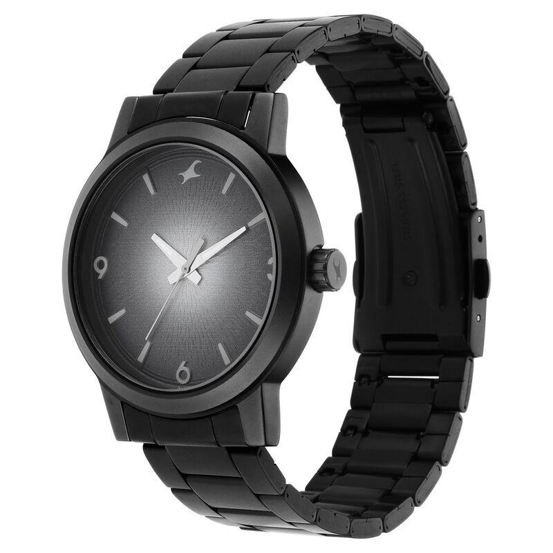 Fastrack Stunners Quartz Analog Black Dial Metal Strap Watch for Guys
