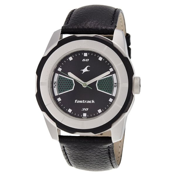 Fastrack Quartz Analog Black Dial Leather Strap Watch for Guys - image number 1