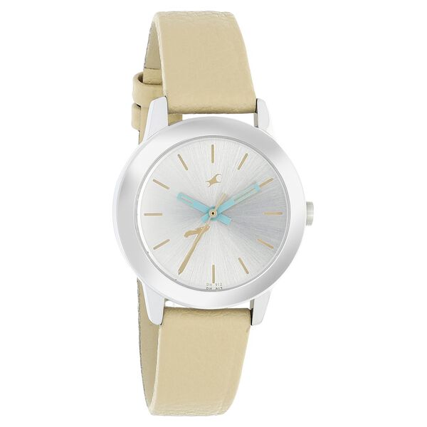 Fastrack Tropical Waters Quartz Analog Silver Dial Leather Strap Watch for Girls - image number 1