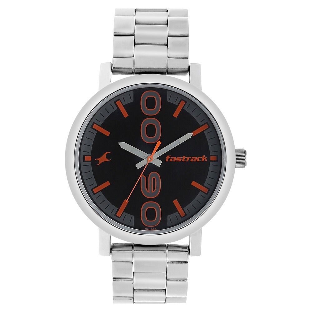 Fastrack Bold Quartz Analog Black Dial Stainless Steel Strap Watch