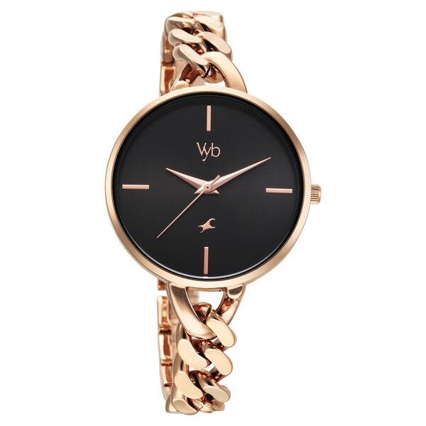 Vyb Spotlight By Fastrack Quartz Analog Black Dial Metal Strap Watch For Girls - image number 1