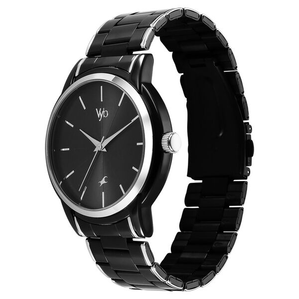 Fastrack Vyb Phantom Quartz Analog Black Dial Two Toned Metal Strap Watch For Guys - image number 3
