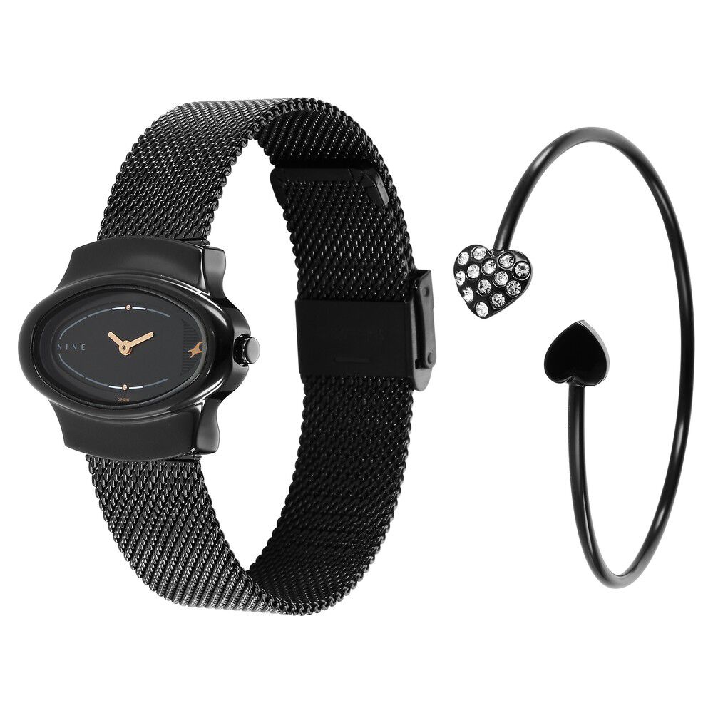 Fastrack Pulse Quartz Analog Black Dial Stainless Steel Strap