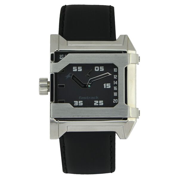 Fastrack Quartz Analog Black Dial Leather Strap Watch for Guys - image number 0