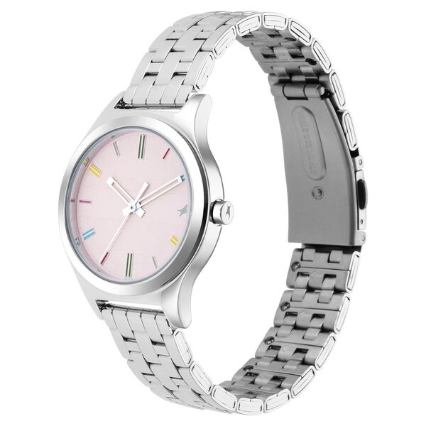 Fastrack Stunners Quartz Analog Pink Dial Metal Strap Watch for Girls - image number 2