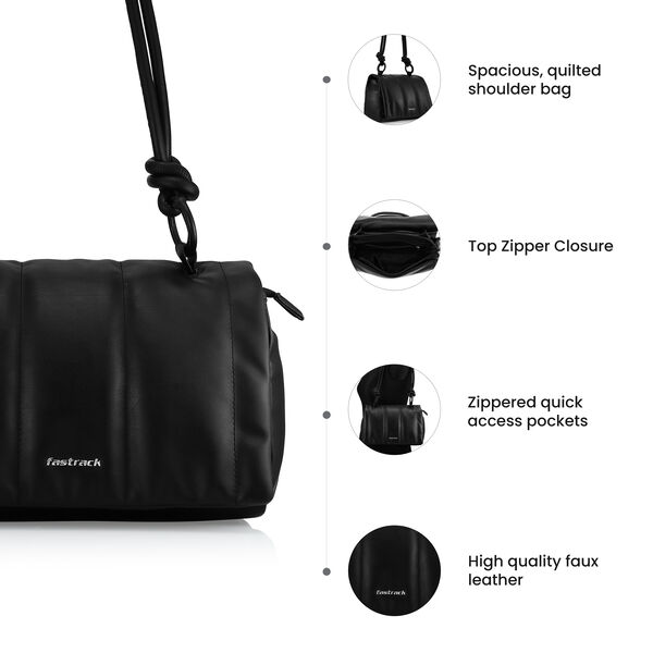 Fastrack Knotty Shoulder Bag in Black - image number 6