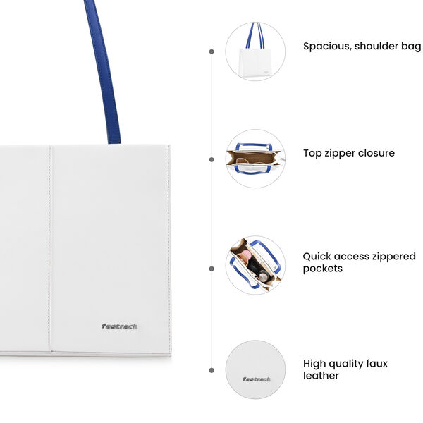 Fastrack White Shoulder Bag with Contrast Straps - image number 8