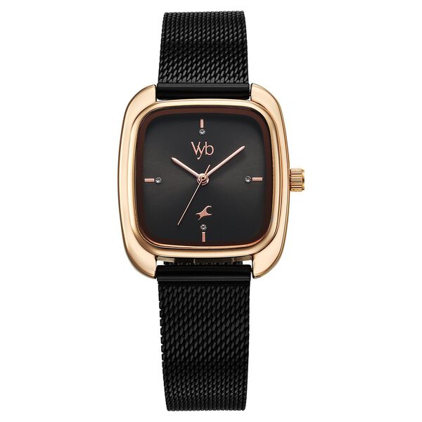 Vyb Minimalist By Fastrack Quartz Analog Black Dial Metal Strap Watch For Girls - image number 2