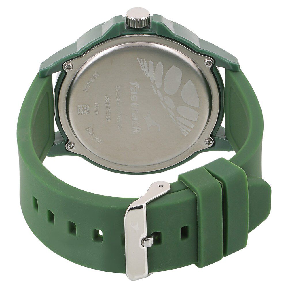 Fastrack The Minimalists Quartz Analog Green Dial Silicone Strap