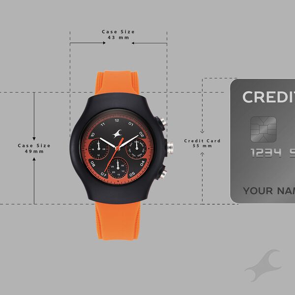 Fastrack Hype Multifunction with Black dial Orange Silicon Strap watch for Guys - image number 3