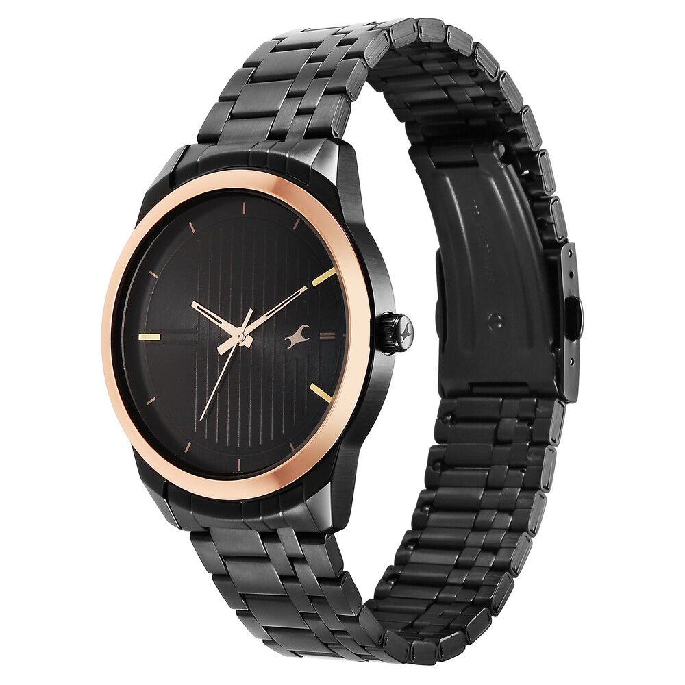 Fastrack watches for mens black metal best sale