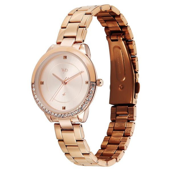 Vyb Eclipse By Fastrack Quartz Analog Rose Gold Dial Rose Gold Stainless Steel Strap Watch For Girls - image number 4