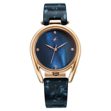 Fastrack Younique Quartz Analog Blue Mother Of Pearl Dial Two Toned Acetate & Metal Strap Watch For Girls