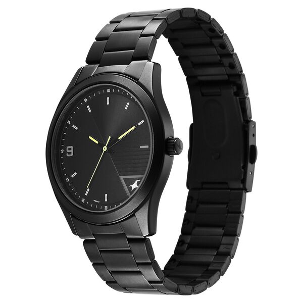 Fastrack Stunners Quartz Analog Black Dial Black Metal Strap Watch For Guys - image number 2