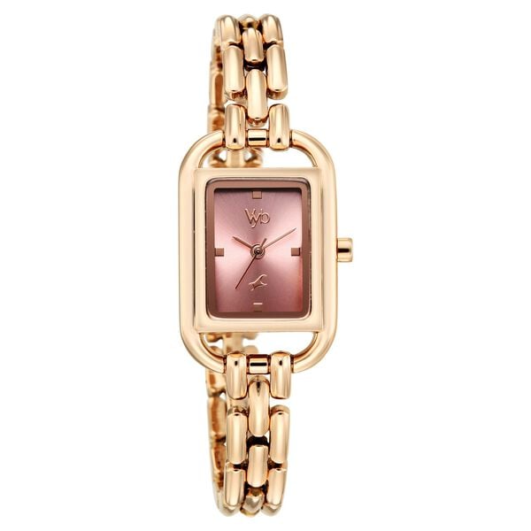 Vyb Bliss By Fastrack Quartz Analog Pink Dial Rose Gold Metal Strap Watch For Girls - image number 2