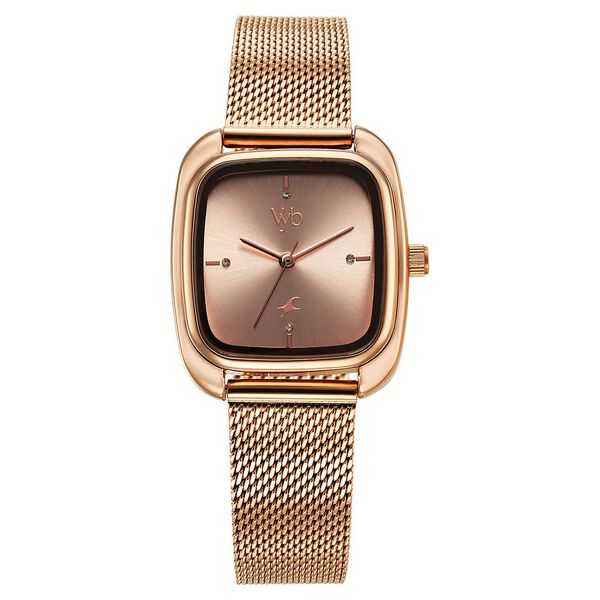 Vyb Minimalist By Fastrack Quartz Analog Pink Dial Metal Strap Watch For Girls - image number 2