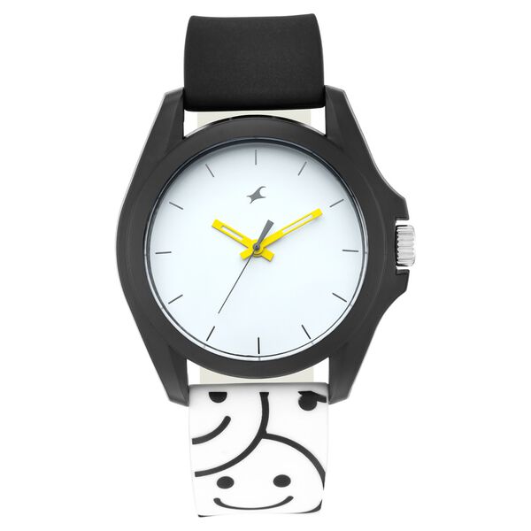 Fastrack Hashtag Quartz Analog White Dial Silicone Strap Unisex Watch - image number 1