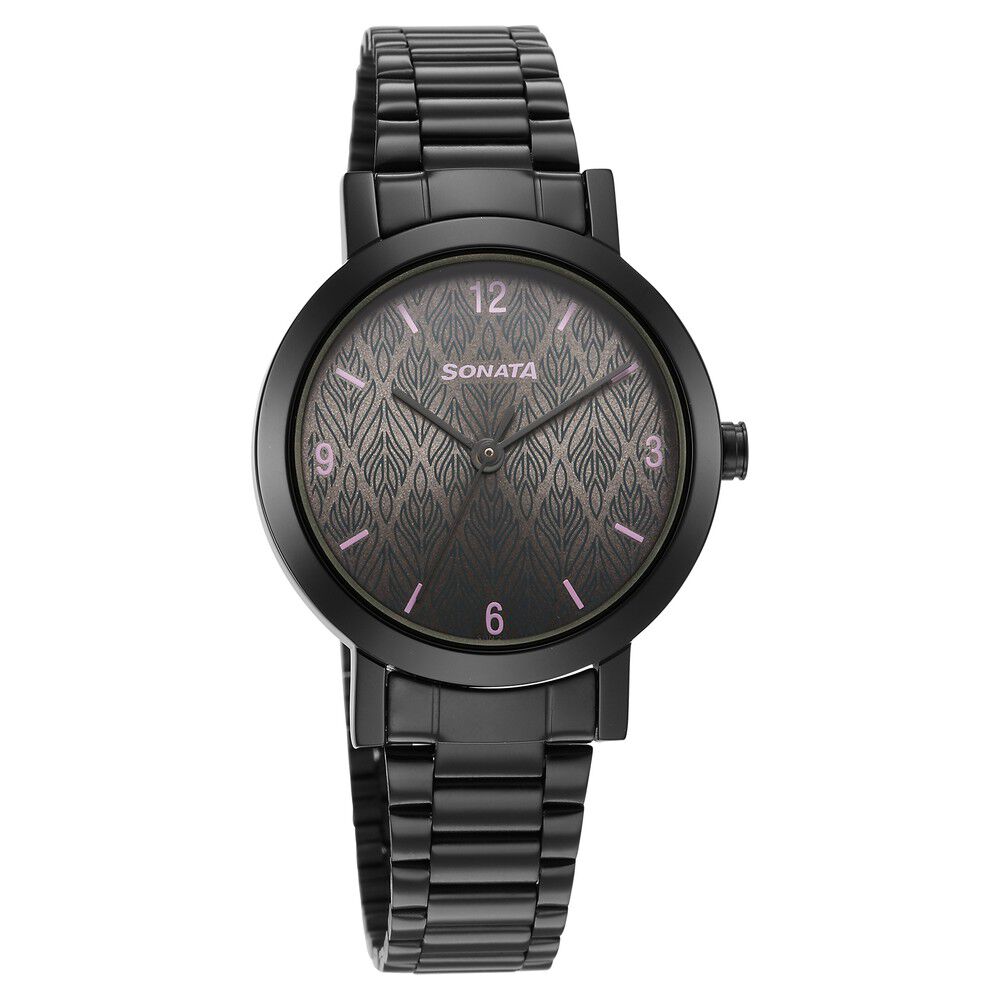 Sonata black dial watch for womens sale
