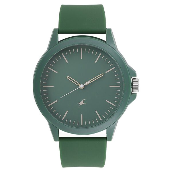 Fastrack The Minimalists Quartz Analog Green Dial Silicone Strap Unisex Watch - image number 0