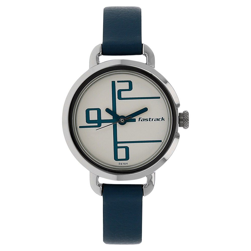 Fastrack Quartz Analog White Dial Leather Strap Watch for Girls