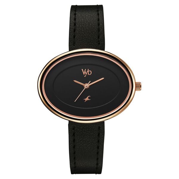 Vyb Mirage By Fastrack Quartz Analog Black Dial Black Split leather Strap Watch For Girls - image number 1