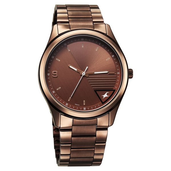 Fastrack Stunners Quartz Analog Brown Dial Brown Metal Strap Watch For Guys - image number 1