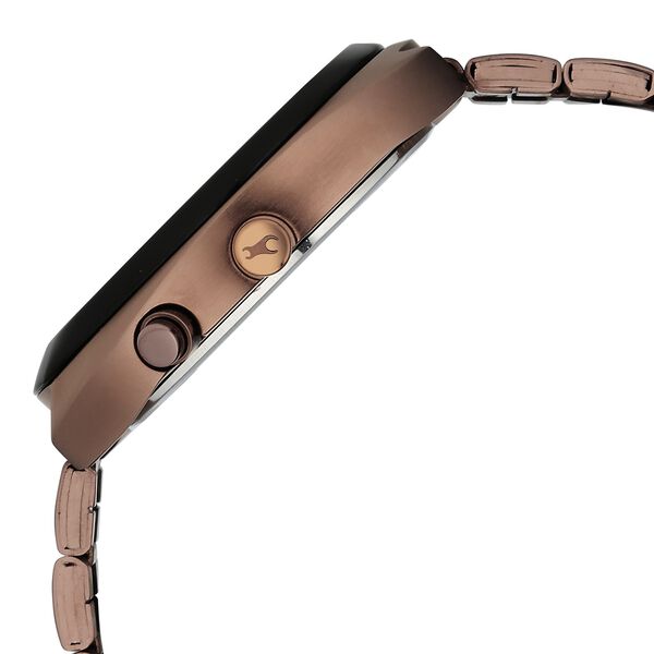 Fastrack UFO Quartz Multifunction Black Dial Brown Stainless Steel Strap Watch For Guys - image number 4