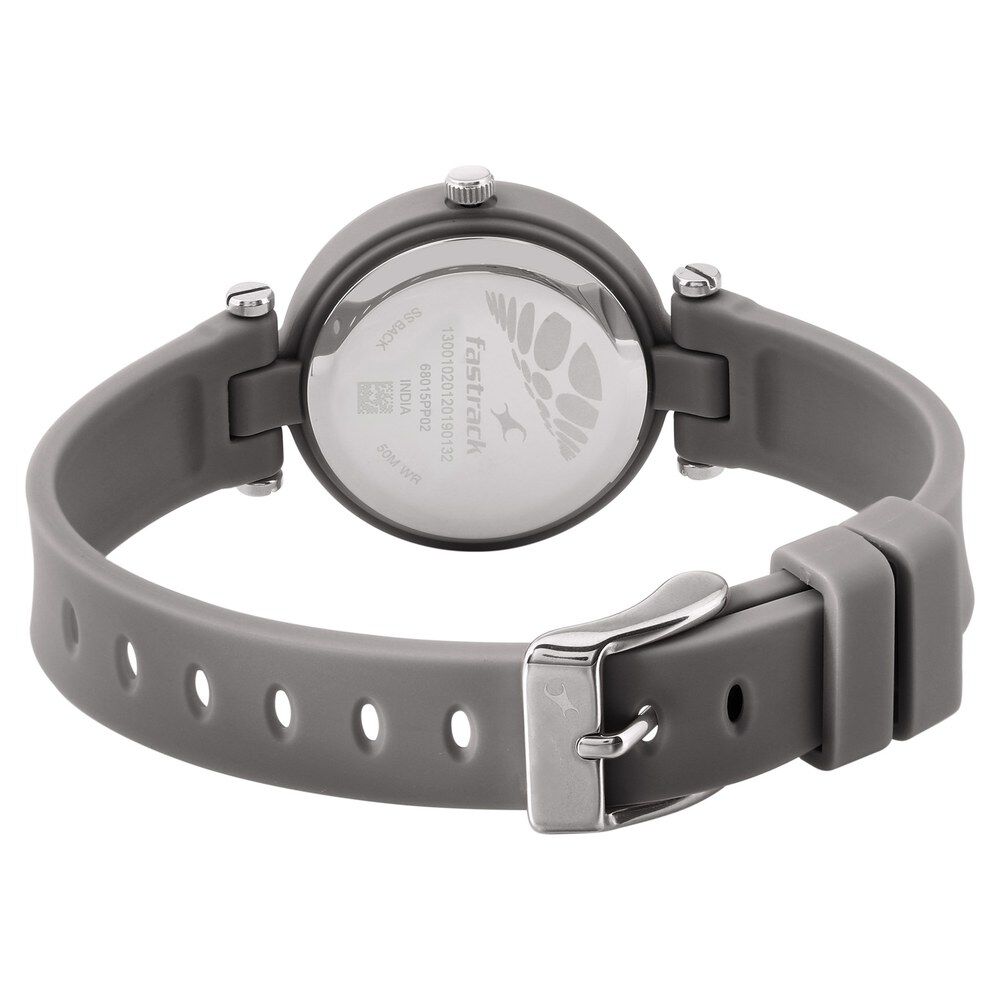 Buy Online Fastrack Trendies Quartz Analog Grey Dial Silicone Strap Watch for Girls ns68015pp02 Fastrack